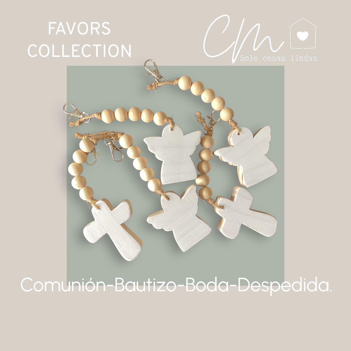 Set 12 llaveros Angelito y Cruz