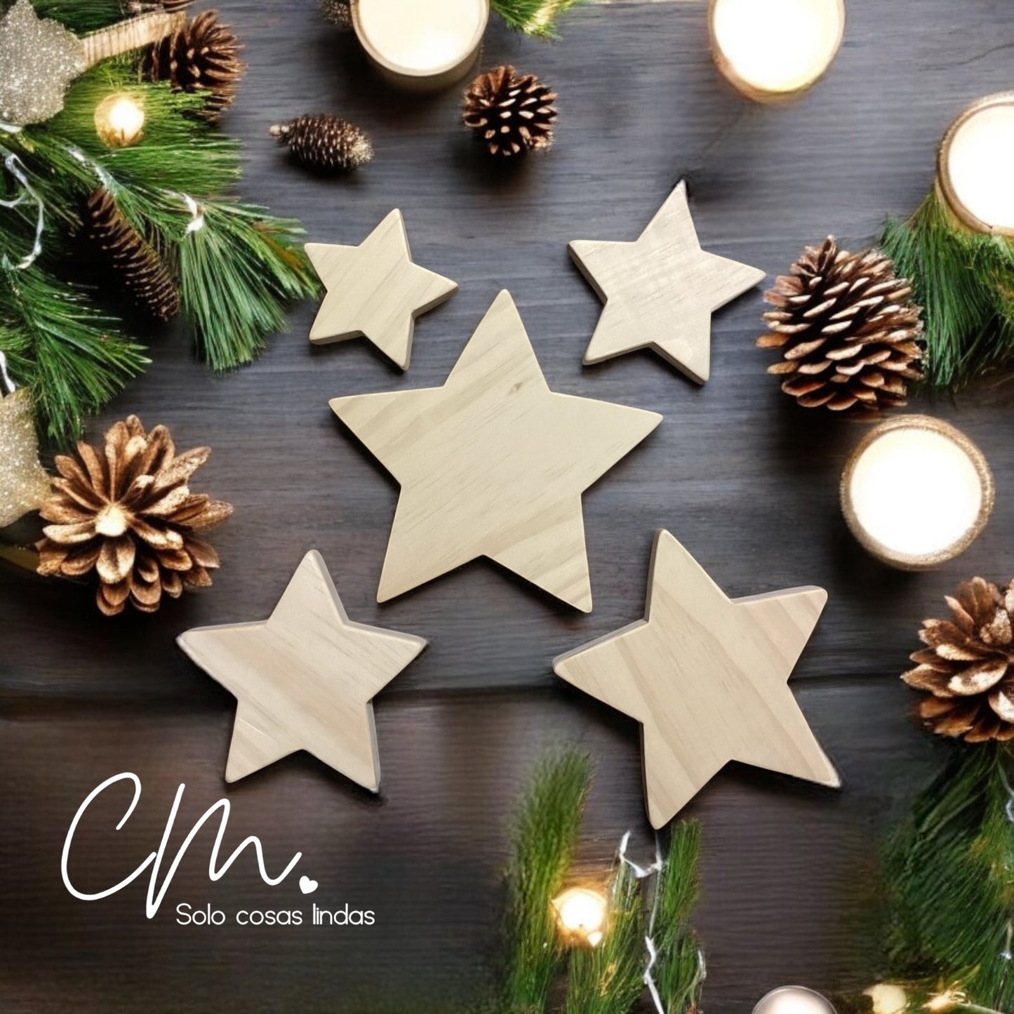 Estrellas madera natural.