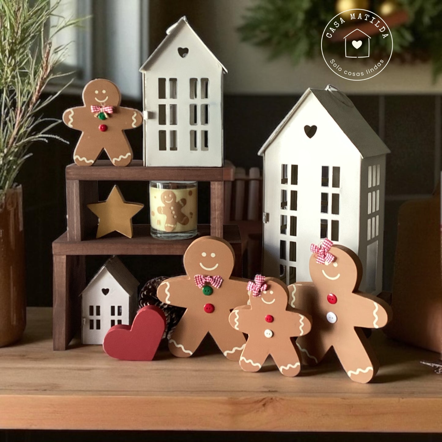 SET 3 CASITAS METALICAS BEIGE CON CORAZON