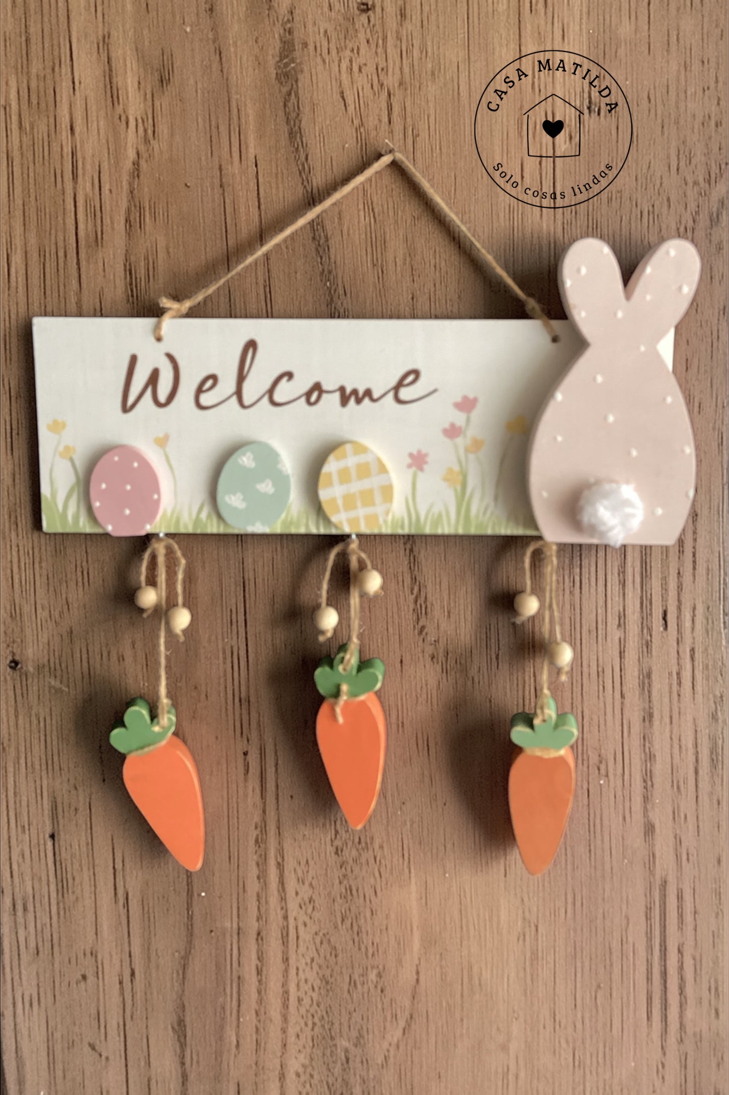Letrero WELCOME con zanahorias