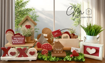 Xoxo de madera en rojo