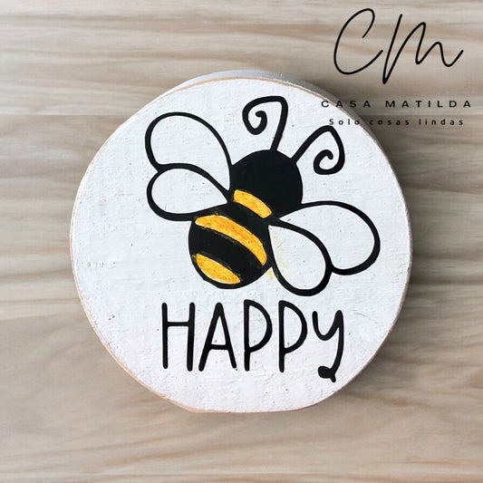 Círculo de madera Bee Happy