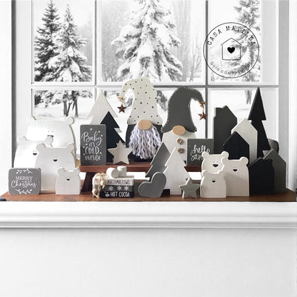 Set casitas y pinos Black & White