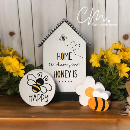 Círculo de madera Bee Happy