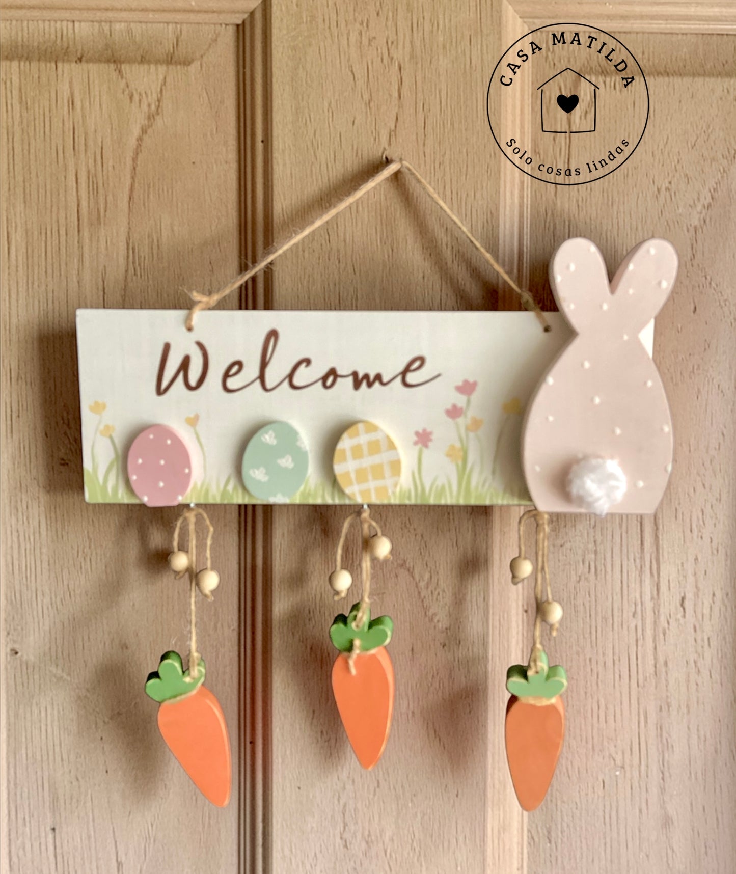 Letrero WELCOME con zanahorias