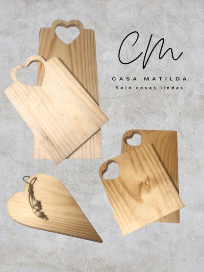 Tablas con corazón resacado
