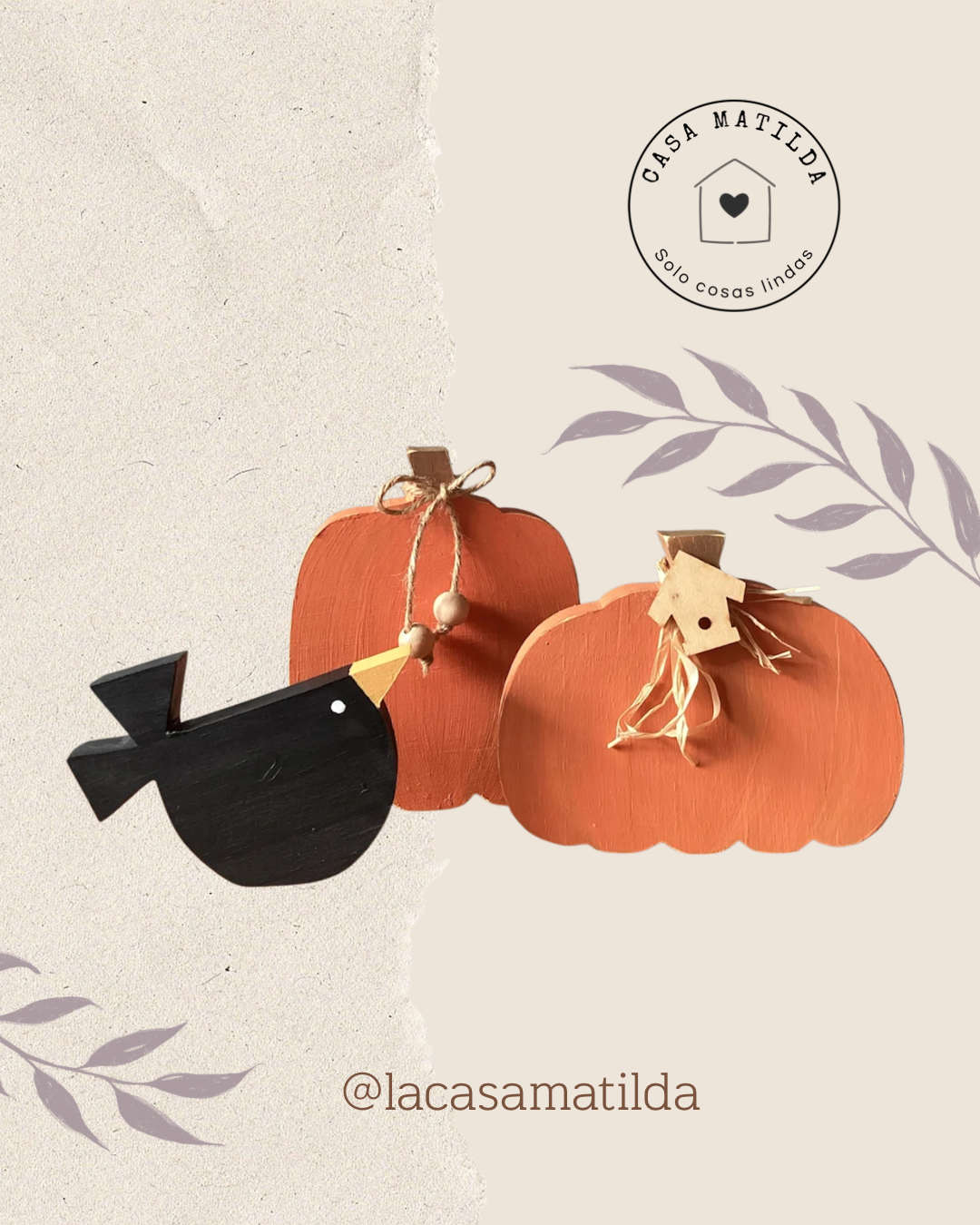 Calabazas chicas con pajarito