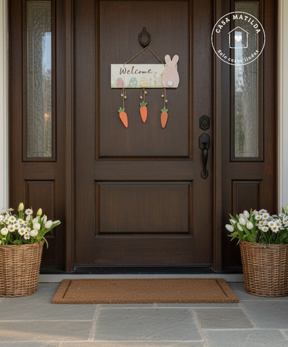 Letrero WELCOME con zanahorias