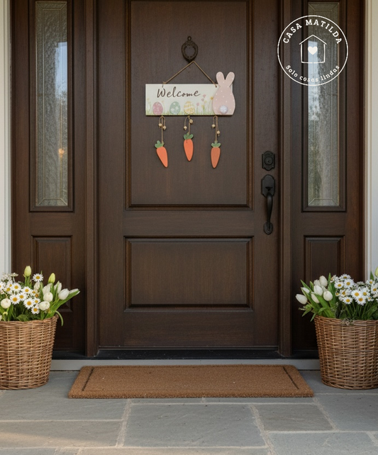 Letrero WELCOME con zanahorias