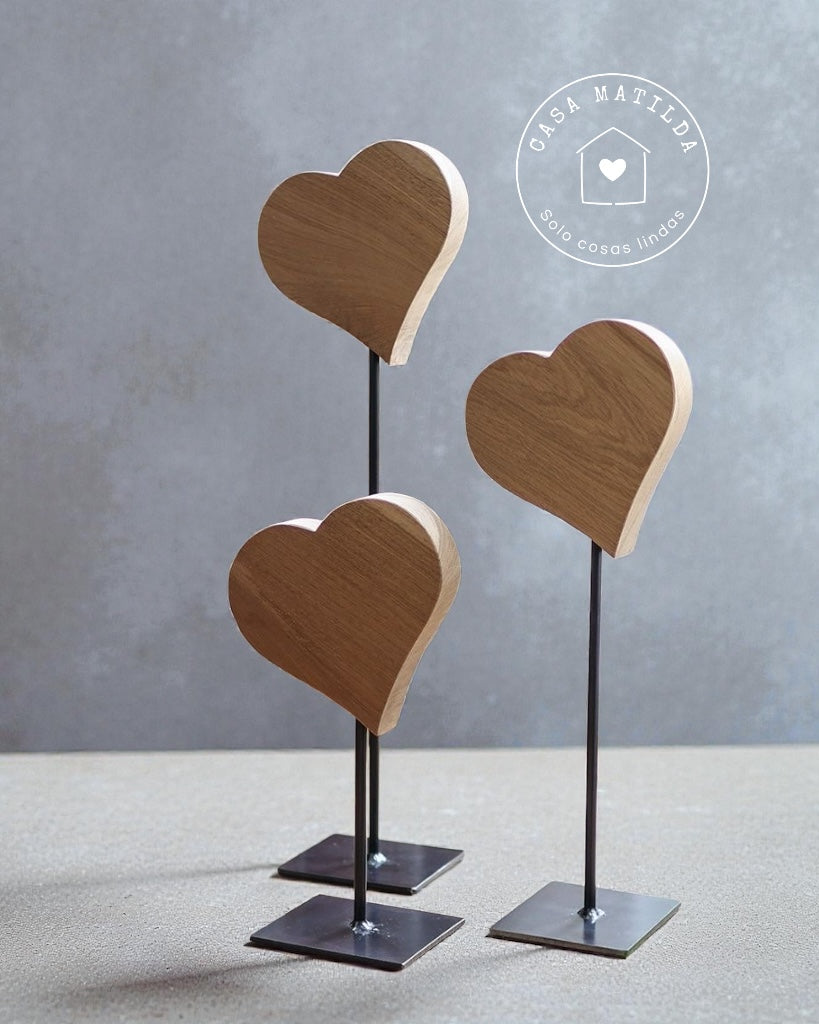 Set 3 corazon en base de metal